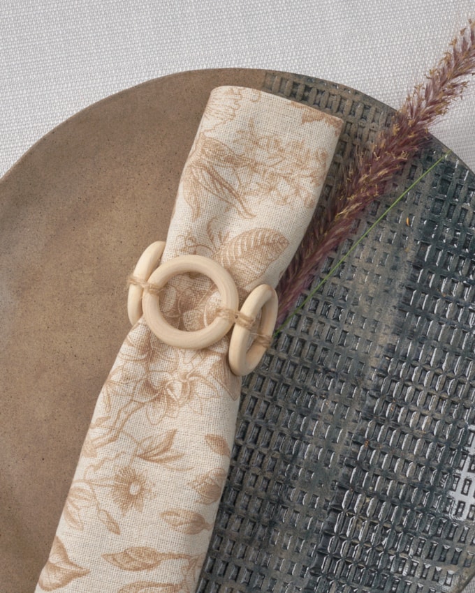 חבק 4 טבעות עץ - טבעי