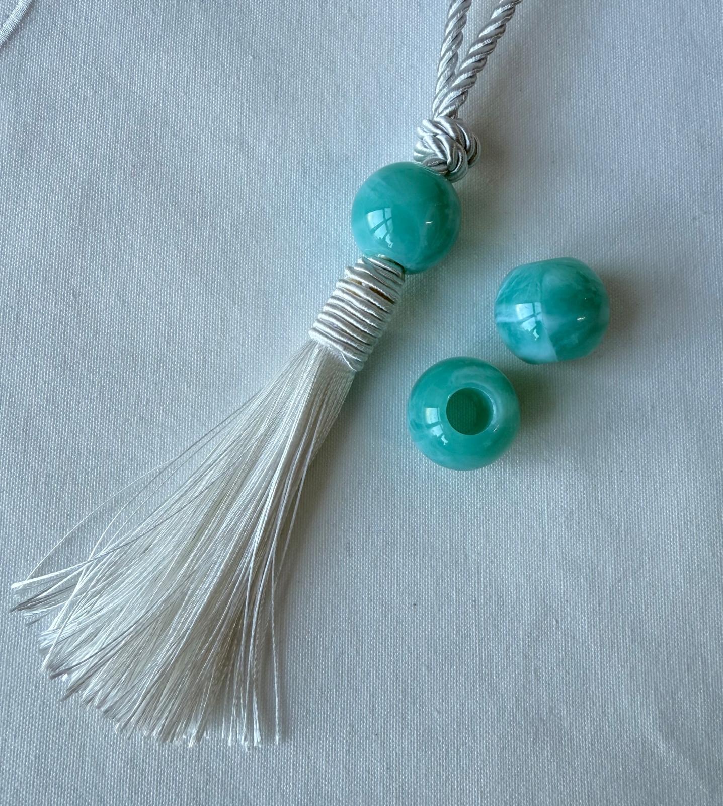 חרוזי השחלה דמוי שיש עגול - ג׳ייד