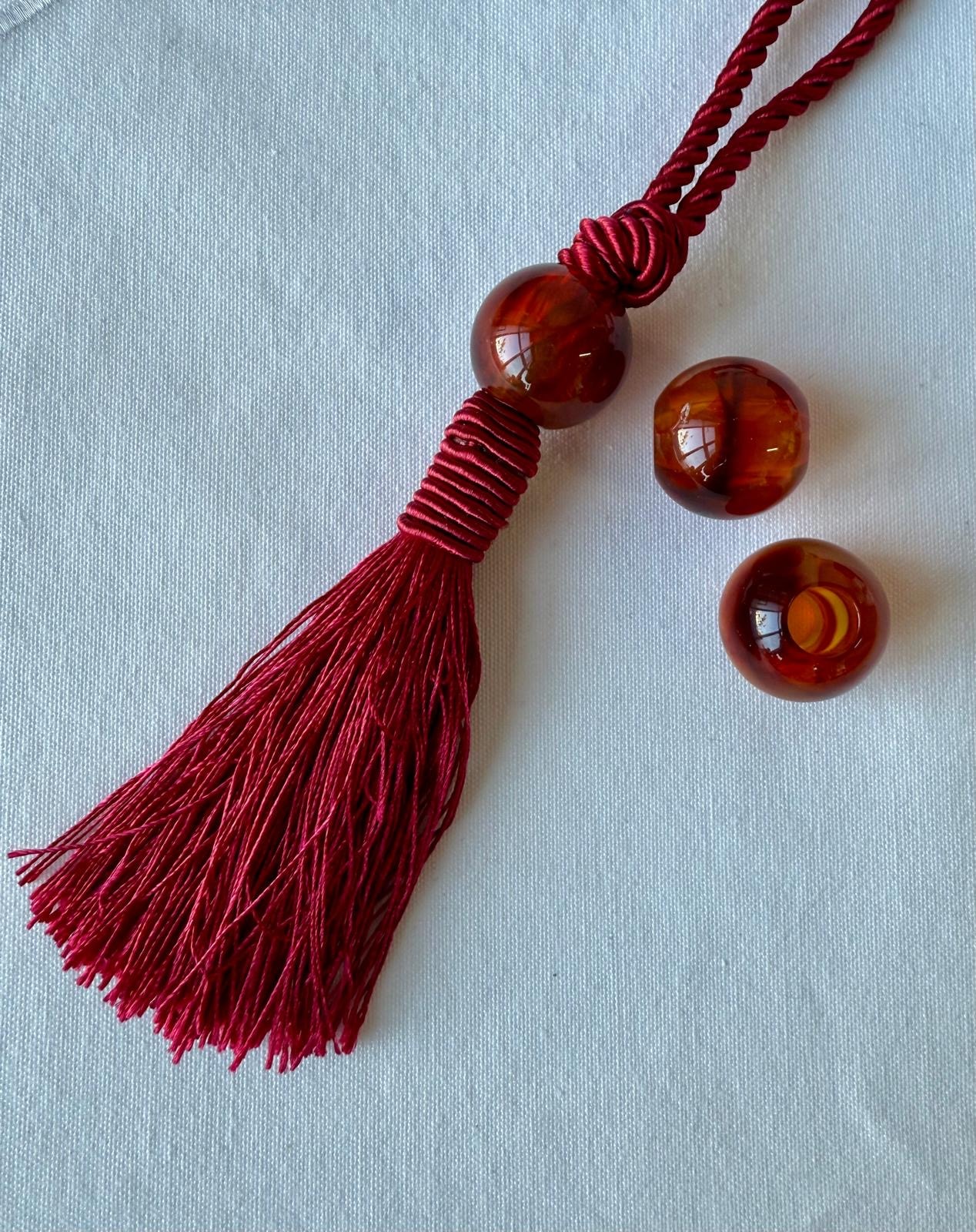 חרוזי השחלה דמוי שיש עגול - יין